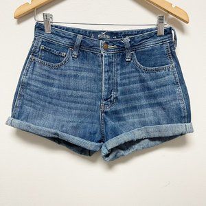 HOLLISTER High Rise Boyfriend Cuffed Denim Shorts Juniors Size 3